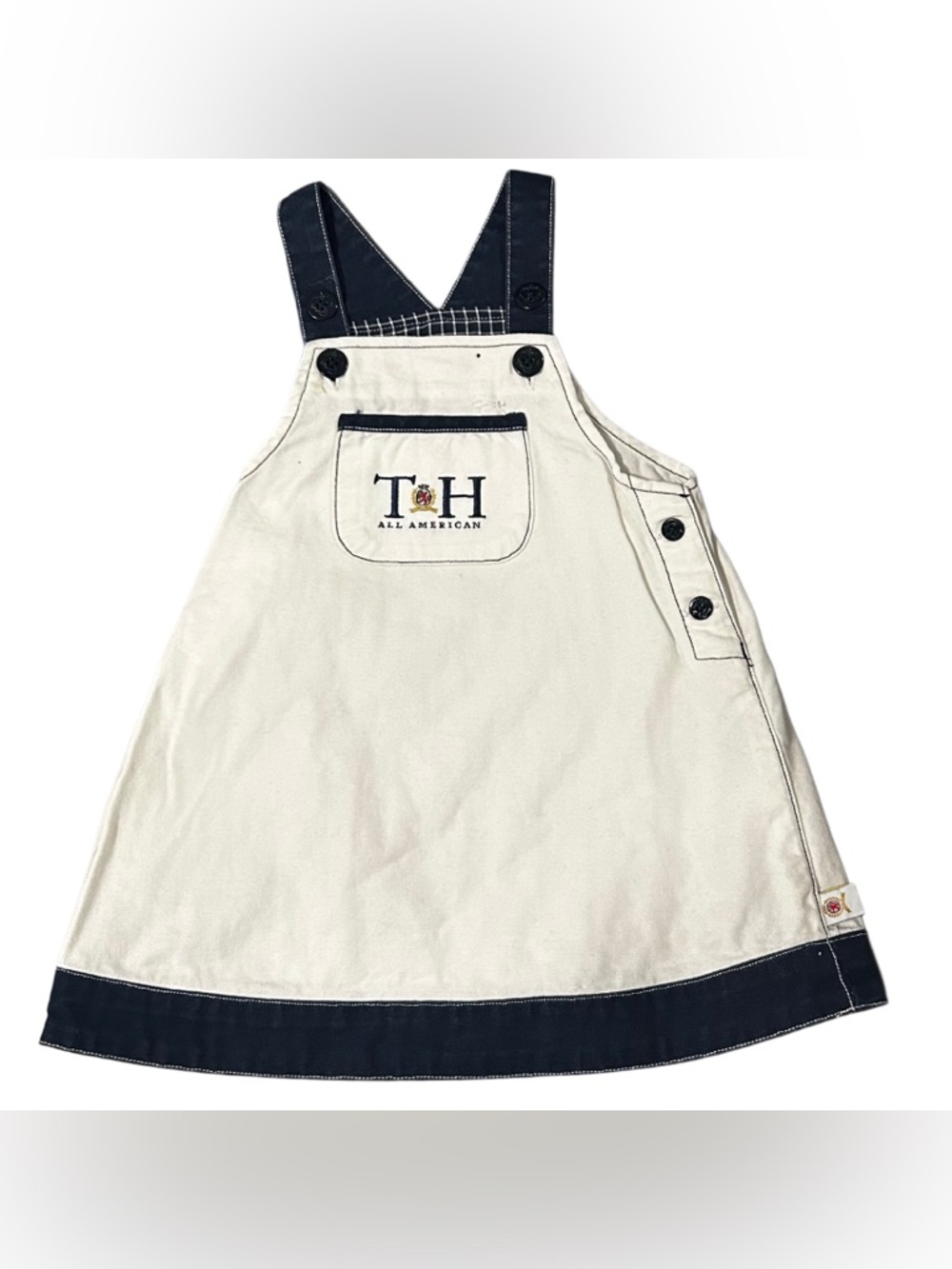 Vtg Tommy Hilfiger Girls Canvas Pinafore Dress 2T Nautical All American 90s
